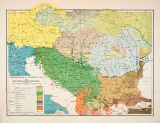 1918 Print Map Eastern Europe Germany Austria Italy Greece Romania