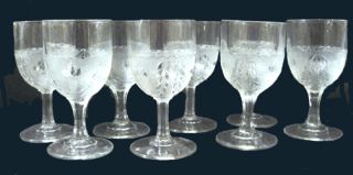 Doyle Glass Antique EAPG Stemmed Water Goblets Clear Textured