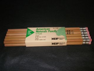 EF Eberhard Faber 12 American Naturals U.S.A. BONDED #2 HB Wood Pencil