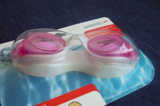 New Speedo Adult Hydrodurance Swim Goggles Fuchsia Pink Clear NIP