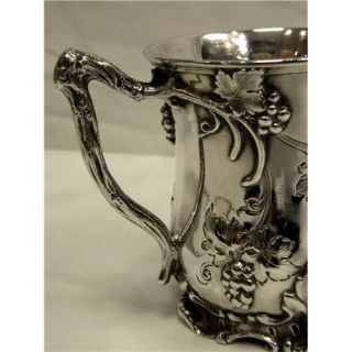 victorian silver two handled christening mug embellished with a