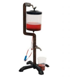 beverage dispenser with an iv stand and fake blood smeared container