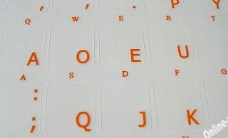 Dvorak Simplified Keyboard Sticker Transp Orange Letter