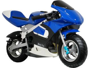 New Super Cool Moto Tec Blue Gas Pocket Motorcycle Kids Scooter Bike