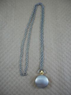 Walt Disney Eeyore Pocket Necklace Watch Silvertone Goldtone Round