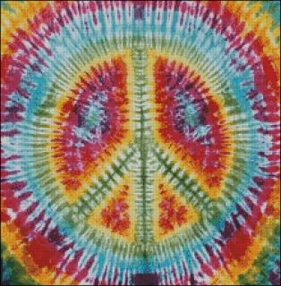 Tie Dye Peace Symbol Cross Stitch Pattern
