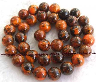 12mm Dyed Orange Chrysocolla Round Gemstone Beads 15 5
