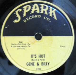 78 RPM RARE RECORD RHYTHM & BLUES DOOWOP GENE & BILLY SPARK 120