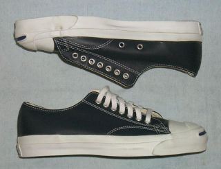 Converse Sneakers, Jack Purcell, Blue Leather, Vintage, Made in USA, 8