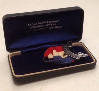 Vintage Official Boy Scout Eagle Medal Box & Partial Eagle Medal