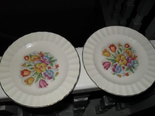TWO VINTAGE DESERT PLATES B EDWIN M KNOWLES CHINA CO UNION MADE IN U S