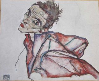 ORIGINAL LITHOGRAPHY PRINT SIGNED AND DATED EGON SCHIELE 1915 