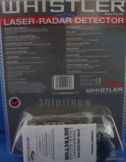Whistler XTR 265 Laser Car Radar Detector VG 2 Cloaking w Pop Mode