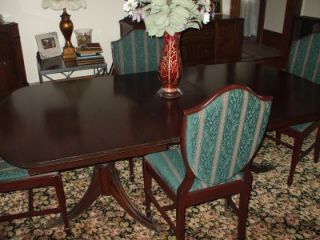 Antique Mahogany Duncan Phyfe Dining Room Table 4 Chairs with Built in
