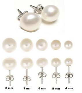  Steel 316L Hypoallergenic Freshwater White Pearl Earrings