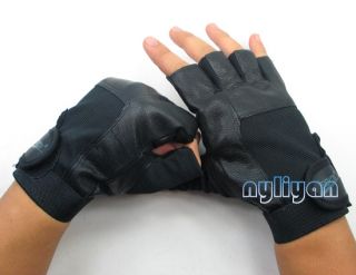Outdoor Armyfan CS Hunting Paintfull Gloves Leather Bicycle Half