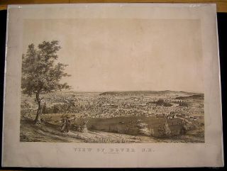 Dover New Hampshire city view 1855 Bachelder panorama lithograph