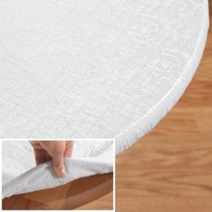 Quilted Elasticized Table Cloth White Oval 52X90