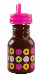 Elegant Baby Sippy Bottle Chocolate w Pink Circles New