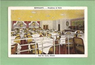 East St Louis IL Vintage Postcard Bowmans Restaurant