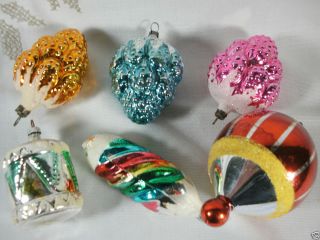  Lot of 6 Fabulous Vintage Glass Ornaments