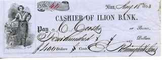Firearms Founder Eliphalet Remington 1853 Signed Check