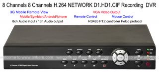 Professional H.264 8CH Stand Alone Network DVR FREE 1000GB HDD