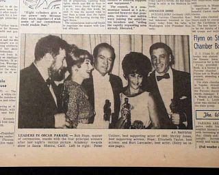 Actress Elizabeth Taylor Wins Very 1st Oscar Burt Lancaster 1961