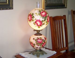 Vintage Gone With The Wind Electric Rose Pattern Parlor Table Lamp 27