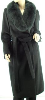 Ellen Tracy Blue Fox Real Fur Removable Charcoal Coat US 12