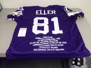 Carl Eller Autographed Minnesota Vikings Stat Football Jersey JSA