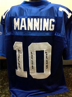 Eli Manning Signed Blue Authentic Giants Jersey W SB Inscription