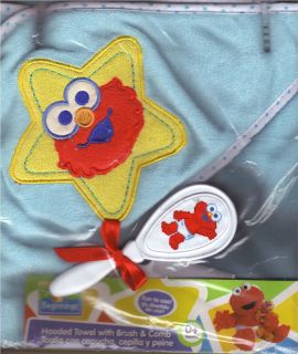 Sesame Beginnings Baby Elmo Hooded Towel w Brush Comb