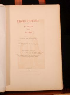 1889 Edwin Forrest Actor Man Gabriel Harrison Limited First