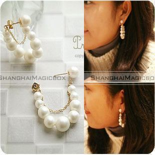  Fashion Simple String of Pearls Ear Pin Earring New FAEAR129