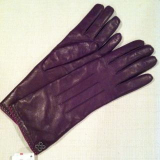 Coach Leather Currant Eggplant Gloves Size 7 $98 00