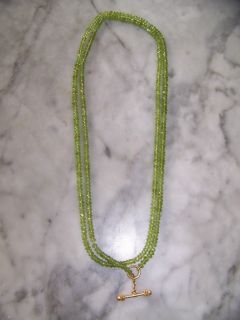Elizabeth Locke 42 inch Peridot Necklace with 19kt gold toggle