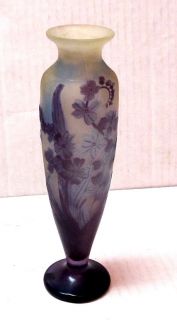 Vintage Genuine French Emile Galle Art Glass Vase