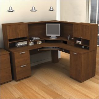 elite corner desk and hutch in tuscany brown