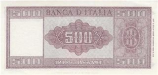 20 3 1947 Banca D Italia 500 Lire Italy RARE UNC