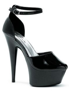 Ellie Shoes High Heel Black 6 Pointed Stiletto Heels Ankle Strap 609