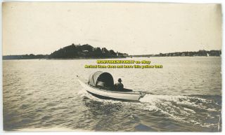 1910 Photo Massachusetts MA East Bridgewater Man Motorboat Lake Pond