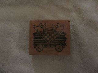 Hay Wagon with hens Chicken Rubber Stamp