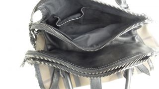 Burberry Smoked Check Chain Small Empson Tote Black Hand Bag Purse