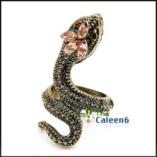 Exaggerated Vintage Style Jewelry Enamel Animal Snake Shape Cocktail