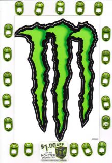 Lot Monster Energy® LG 9 Sticker 20 Tabs Coupon Skateboard ATV BMX