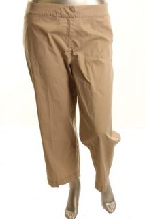 Eileen Fisher New Tan Stretch Cropped Straight Leg Trouser Pants Plus