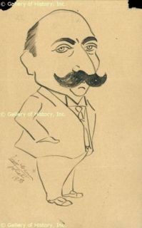 Enrico Caruso Annotated Caricature Signed 1908