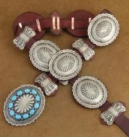 Navajo XLG Turquoise Nickel Silver Concho Belt Emerson