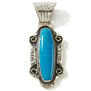 Chaco Canyon Southwest Turquoise Sterling Silver Elongated Pendant at